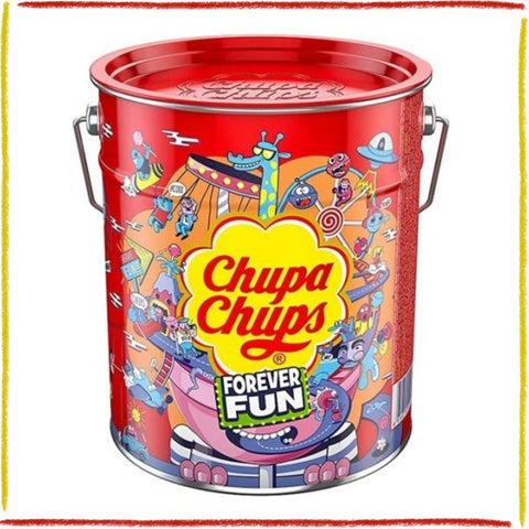 Chupa Chups Forever Fun Lollipop Bucket in Tin 150 Assorted Pieces 1800g