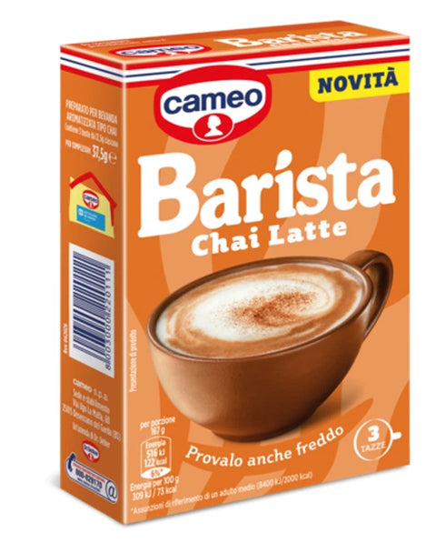 3x Cameo Ciobar Barista Chai Latte Chai-style flavored beverage mix with black tea extract, ginger, and cinnamon (37.5g) + Italian Gourmet pulp (400g).