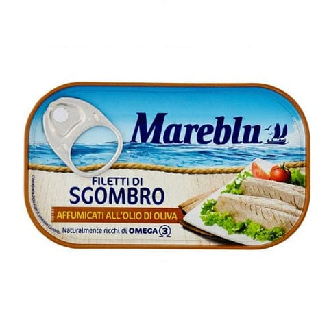 Mareblu mackerel fillets Mareblu Filetti di Sgombro Affumicati all'olio di Oliva Smoked mackerel fillets in olive oil 90g