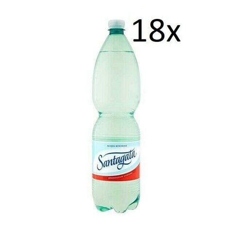 18x Santagata Acqua Minerale Effervescente Sparkling mineral water natural 1.5Lt - Italian Gourmet UK